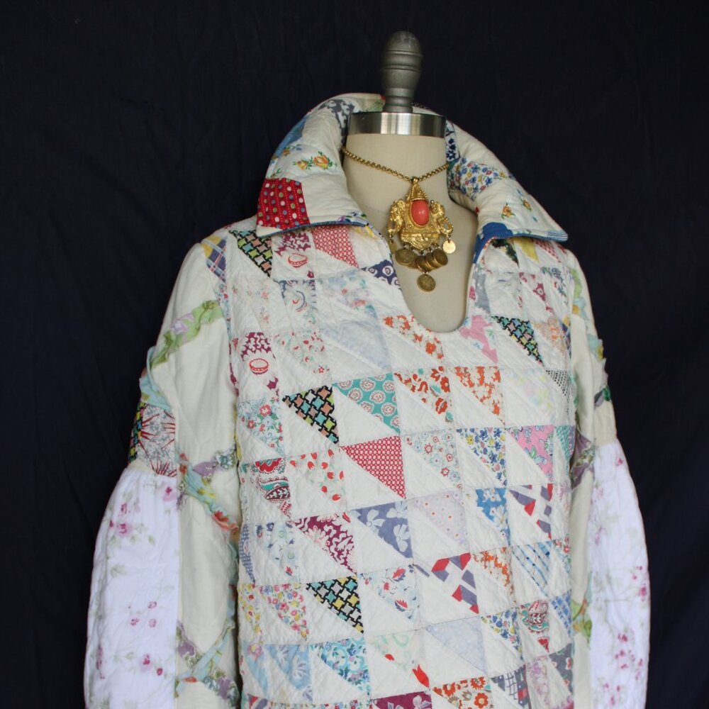 Hand crafted vintage patchwork quilt Blanket jack… - image 6